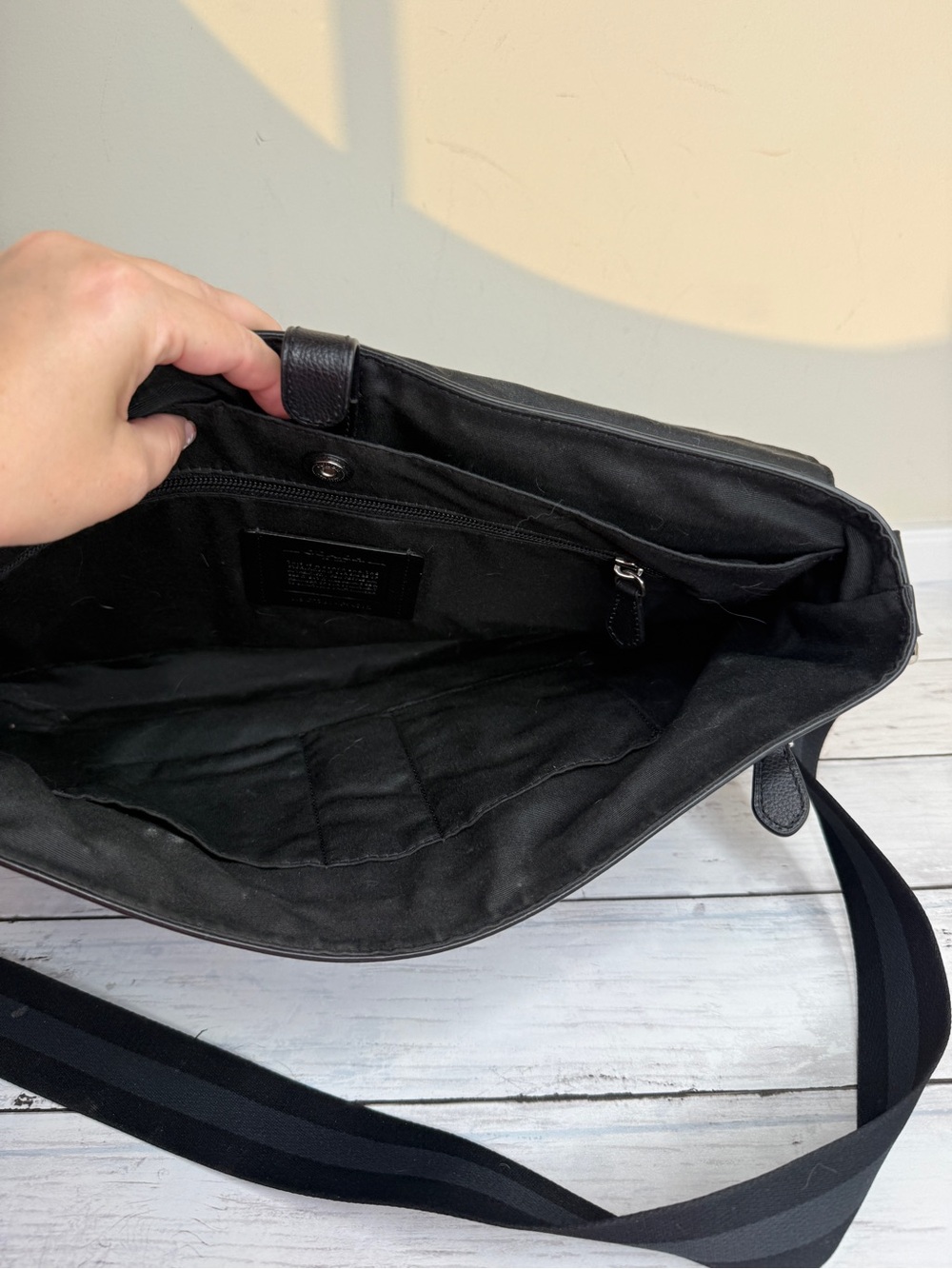 Coach Black Leather Messenger Satchel - Picture 4 of 5